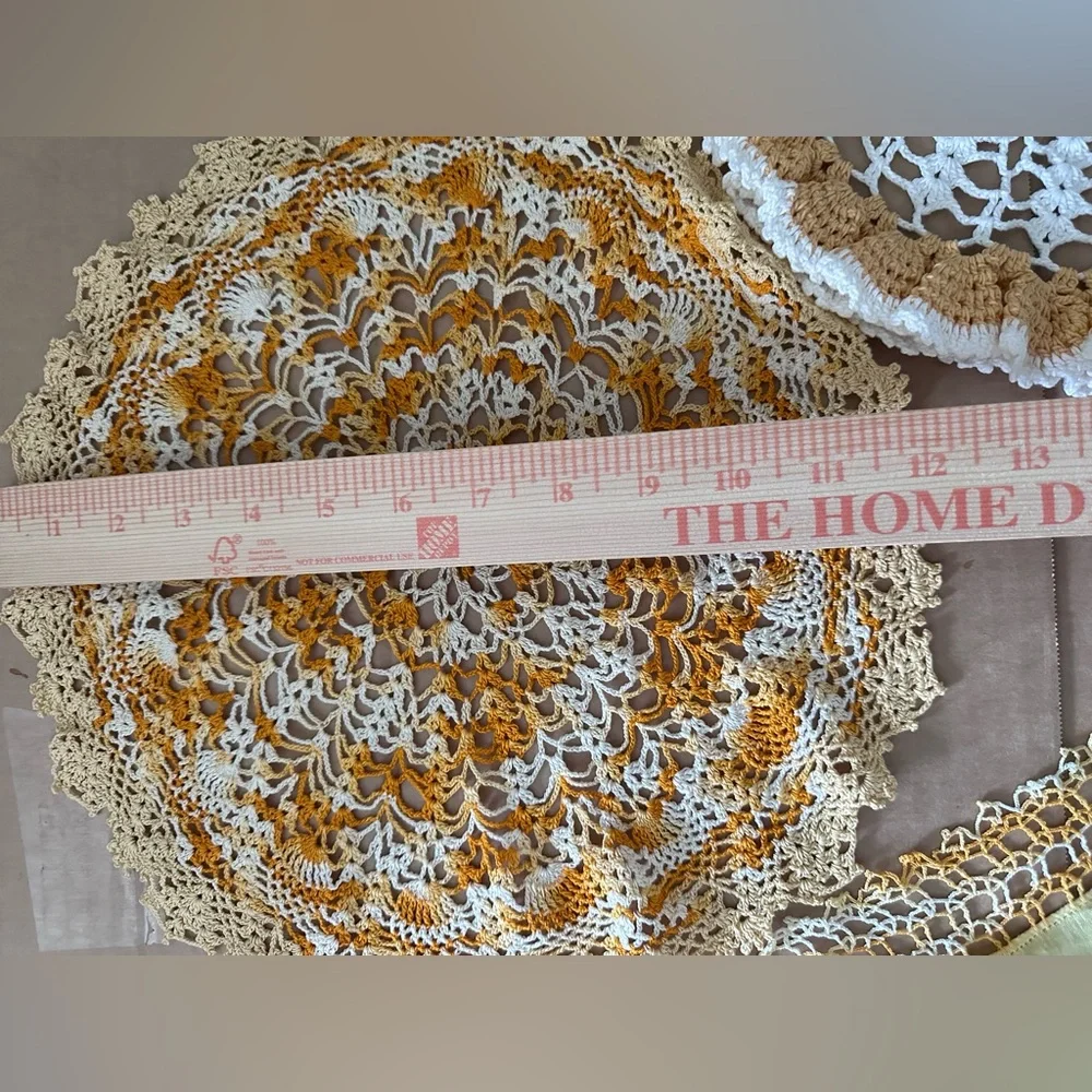 Handcrafted Crochet Doily/Handkerchief Set - 4 pieces vintage